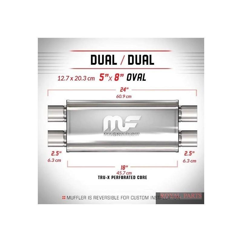 Tłumik MagnaFlow 5x8 X-PIPE 2.5"/2.5" 63mm / 63mm nierdzewny 12468