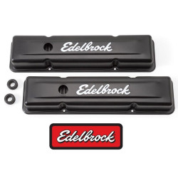 Czarna pokrywa zaworów Edelbrock do Chevrolet Small Block SBC 4643