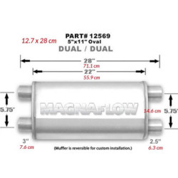 Nierdzewny Tłumik MagnaFlow 12569 3"/2.5" 76mm / 63mm